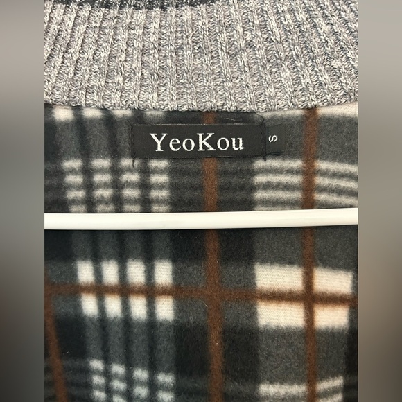 YeoKou Men’s Gray Full-Zip Sweater Jacket with Fleece Lining – Size Small - Picture 6 of 6